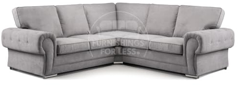 Furnishings For Less UK Milan Grey Chesterfield Sofa L-Shaped Corner Sofa, 5 Seater 2C2, Living Room Seating (Grey, 2 Corner 2)