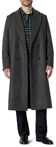 Amazon Essentials Hombre Abrigo Largo de Mezcla de Lana con Doble Botonadura y Corte Holgado