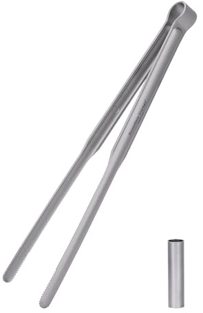 iBasingo Titanium BBQ Kitchen Tongs Ultralight Heat-Resistant & Rustproof Grilling Serving Tongs Durable Portable Tableware for Camping Hiking Outdoor Cooking Ti1014T