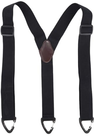 Mikovivi 1.5 Inch Black Y-Back Belt Loop Suspenders, Heavy Bretelles Pour Hommes Duty Under Clothing Work Tool Belt Suspenders with 3 Swivel Hooks Adjustable Elastic Side Clip Straps for Men & Women