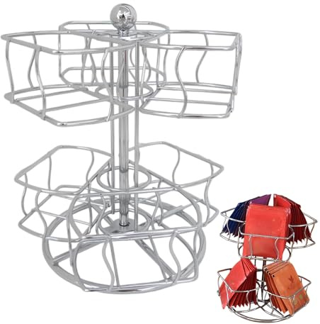 Générique Carrousel Organisateur Pour Thé | Rangement de Comptoir en Métal Tournant à 2 Niveaux,Conteneur À Sachets De Thé Et Porte-Édulcorant - Pour Organisation Maison Bureau Comptoir Armoire
