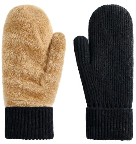 ZXTGBQ Handschuhe Damen Winter Warm Fäustlinge Strick Handschuhe Damen Warme Winterhandschuhe Wollhandschuhe Herbst Winter für Outdoor Sport Radfahren Skifahren