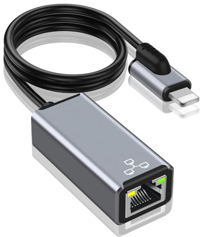 Lightn ing auf Ethernet Adapter,i Phone auf RJ45 100Mbps Mbit/s Netzwerkadapter mit Ladeanschluss Kompatibel mit Phone 14/13/12/11/XS/XR/X/8/7/Pad(17cm)