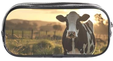 OAZCVBNN Estuche transparente con estampado de vaca lechera para niños y niñas, organizador de papelería transparente