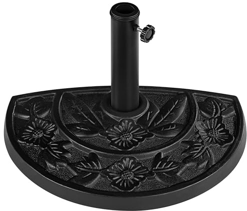 Yaheetech Base per Ombrellone Semicircolare in Resina Supporto 9,6 kg per Ombrellone Pali da Ø38mm o Ø48mm, Design retrò, per Terrazza Balcone Patio Esterno, Nero