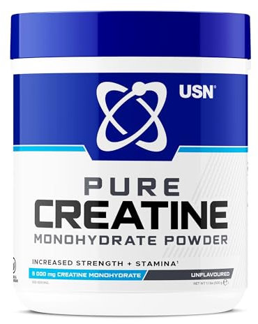 USN Micronized Creatine Monohydrate Powder, Unflavoured - 500g, Energy Drink for High Intensity Training, Muscle Growth, 100% Micronized Creatine Powder for Intra Workouts, Dietary Supplement