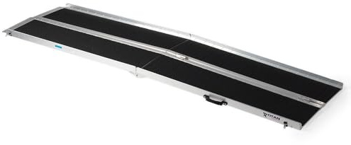 Titan Ramps 8' Folding Aluminum Wheelchair Ramp 600 lb. Capacity Anti-Slip Threshold Entryway Home Access No Assembly