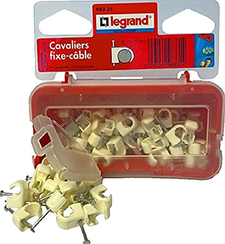 LEGRAND, Nagelschellen, Kabelschellen, Haftclips, mit eingestecktem Nagel, Größe: 7-10mm, 100 Stück, Farbe: Weiß, 098331
