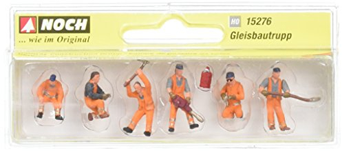 NOCH® Gleisbautrupp, handbemalte Modellfiguren, 1:87 für Spur H0 in oranger Sicherheitskleidung - perfekt für den Modellbau, Dioramen und DIY-Projekte