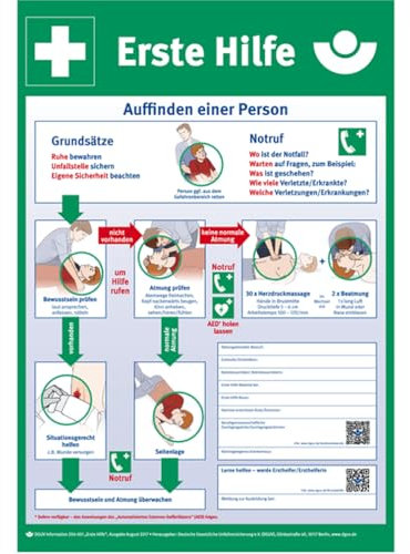 Hinweisschild, Aushang Erste Hilfe muss immer wie der trainiert werden!, Kunstst., 595x410 mm