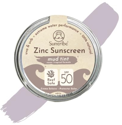 Protector Solar Natural Mineral Zinc FPS 30 Suntribe - 45 g, Cacao, Ecológico - 100% Natural, Seguro para Arrecifes - Surf & Deporte - Filtro UV Mineral - Muy Resistente al Agua