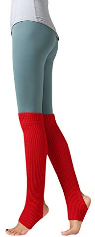 ACVIP Damen Mädchen Ballettstulpen mit Fersenloch Beinwärmer Ballett Stulpen Legwarmer(Rot)