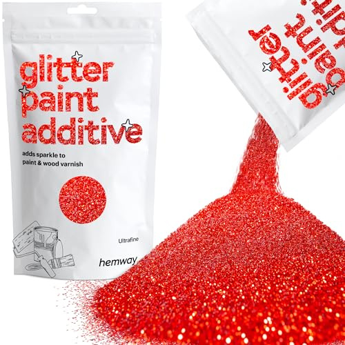 Red Glitter Paint Additive Ultrafine 100g for Adding Sparkle to Paints & Varnish | Paint Walls Sparkly Add to Emulsion, Acrylic or Lacquer Indoor | Hemway
