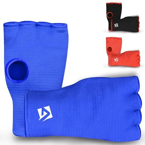 AQF Gants de Boxe élastiques pour protéger Les poings Alternative aux Bandages pour Les Mains Respirant (Bleu, S)
