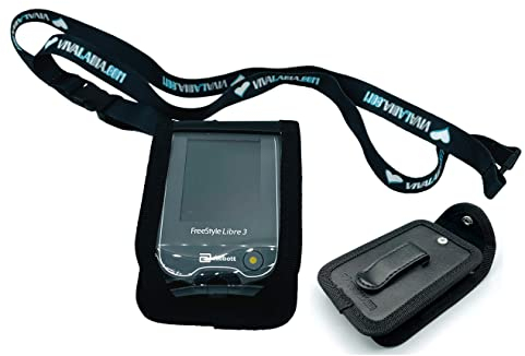 SEWAS Diabetic Care Tasche zum Umhängen passend für Freestyle Libre Messgerät 3, Umhängetasche mit Gürtelclip und Sichtfenster, Bedienung in der Tasche inkl. Umhängeband