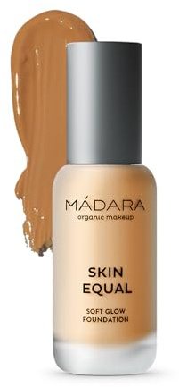MÁDARA Glow Foundation make up - SPF 15 GOLDEN SAND 50-30 ml, Makeup Set, Mineralfoundation mit Hyaluronsäure, mittlere Deckung, frisches Finish, vegan, COSMOS Natural zertifiziert, Organic Skincare