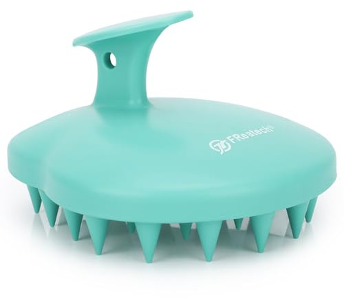 FREATECH Brosse Shampoing Massage Cuir Chevelu (Un Morceau de Silicone Solide), Élimination Pellicules, Massage de Tete et Pousse Cheveux, Adapte Parfaitement au Cuir Chevelu et Paume, Vert