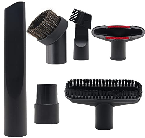 6 Pcs Vacuum Attachments 1 1/4 Vacuum Cleaner Attachments - 1 1/4 inch (32 mm) & 1 3/8 inch (35 mm) Vacuum Hose Adapter, 1 1/4 inch Vacuum Cleaner Accessories Brush Kit
