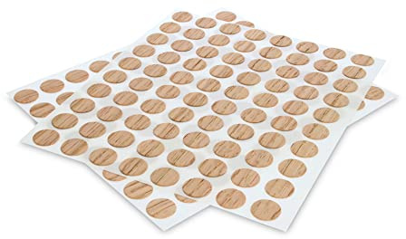 WoodPress® Peel & Stick, Real Red Oak Wood, Screw Hole Cover Caps – 160 x 13mm Pieces – Can be Varnished or Finished as Desired