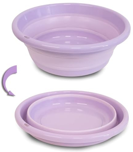 Waschschüssel,wäschewanne,spülschüssel,Camping Schüssel,faltbar, Plastik,Platz sparen, ideal für Badezimmer, Küche, Terrasse, Garten, Thermostat-Gummi(13.5x37cm, Violett)
