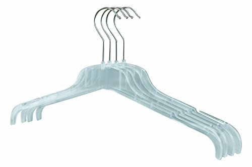 RSR Hangers Kleiderbügel 50 Stück Transparent Klar FO 43 cm Kunststoff 360° drehbarer Haken | Hemdenbügel | Blusenbügel | Jackenbügel Platzspar mit Rockkerbe - Made in Germany