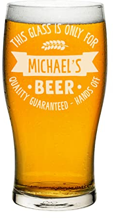 Personalizzato Pinta di Vetro Tulipano Birra Mani Fuori Qualsiasi Nome Artigianato Birra Sidro Personalizzato Compleanno Papà Nonno Festa