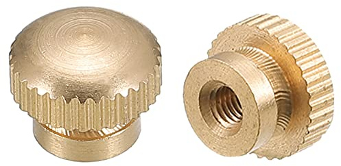 uxcell Knurled Thumb Nuts, 10pcs M3 x D10mm x H8mm Brass Knurled Nut with Collar High Head Blind Hole Knurled Thumb Nuts for 3D Printer Parts