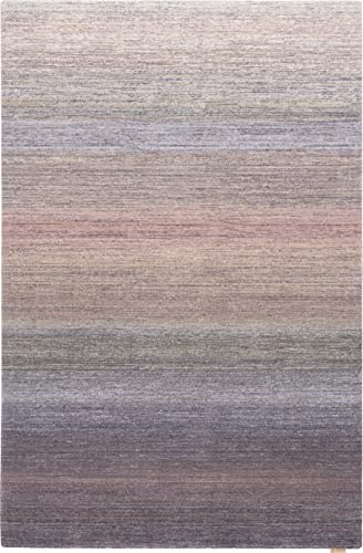 AGNELLA CALISIA Aiko Teppich - Wollteppich, für Wohnzimmer, Schlafzimmer, 100% Wolle, robust, weich, flauschig, modern, bunt, 133 x 190 cm - Heidekraut