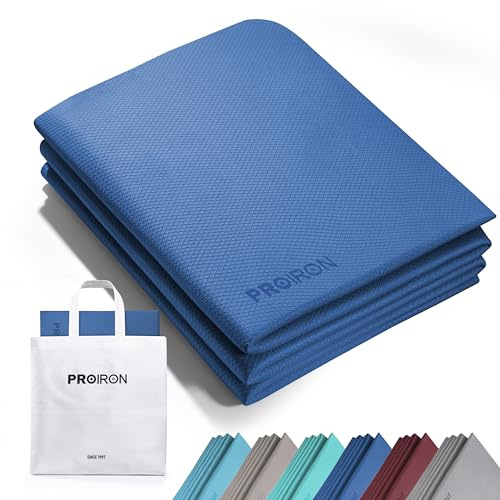 PROIRON Tapis de Yoga Antidérapant Pliable 6mm Tapis Sport pour Exercice, Fitness, Pilates, Gymnastique 183 x 61cm，bleu