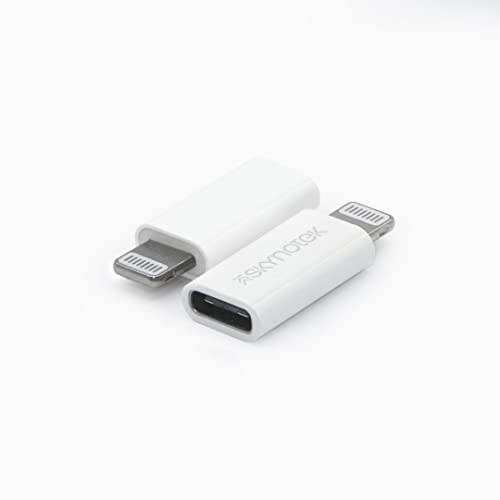 Skynotek – Pack Adaptador Tipo C a Lightning | Carga rápida y sincronización de Datos | Convertidor Tipo C Hembra a Lightning Macho | Compatible con iPhone, iPad, Airpods, Mac | 2 Unidades (Blanco)
