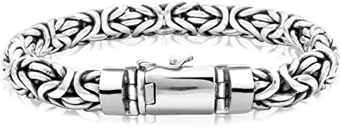 Tony Fein Königsarmband Oval 10mm Massiv 925er Silber Geschwärzt Oxidiert Schiebeverschluss für Herren