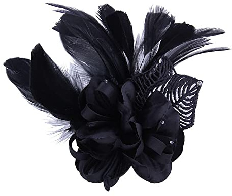 Mode Vintage Natürliche Flauschige Straußenfeder Brosche Federbrosche Blumenbrosche Stoffbrosche für Anzug Hochzeit Schmuck Schulter Zubehör Damen Damen Herren Corsage Exquisite Broche Schwarz