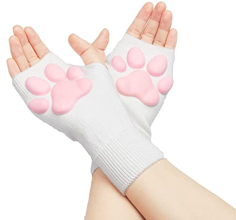 SIROLISA Niedliches Katzenpfote Kostüm, Kawaii Katze Cosplay Kawaii Weiche 3D Zehen Bohnen Fingerlose Katzenklaue Pfoten Cosplay Set für Frauen