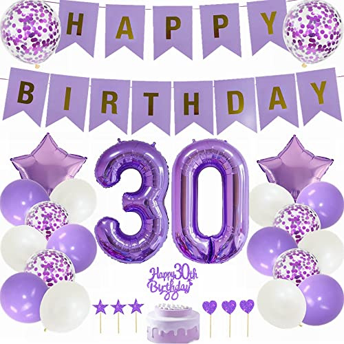 Yunchu Online 30. Geburtstag Dekoration Mann Frau Lila Tortendeko Geburtstag Lila White Party Deko