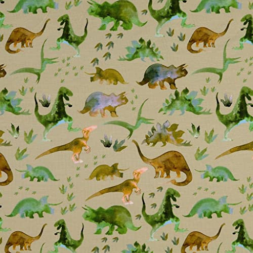 Jersey Stoffe Organic Dinosaurier Trex beige sand 0,50m x VB