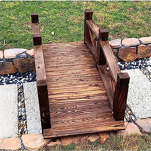 Gruytoie 5 Fuß Große Gartenbrücke Aus Holz, Klassische Holzbogen-Fußgängerbrücke Mit Sicherheitsgeländer Und 400 Pfund Tragkraft, Dekorative Teichbrücke