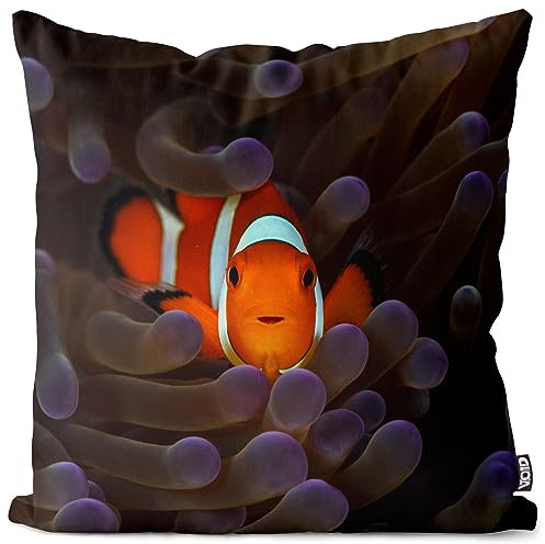 VOID Clownfisch Meer Fisch Kissenbezug Kissenhülle Polyester Dekoration Weihnachten Winter Weihnachts-Deko Kissen, Kissen Größe:60 x 60 cm