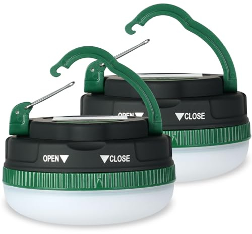 Flintronic 2 Piezas de Camping, 5 Modos de Luz, Luz Sos Portátil para Exteriores con Gancho, Resistente Al Agua IP43 para Senderismo,Pesca, Alimentación de Emergencia En El Hogar (Batería No Incluida)