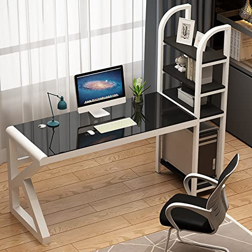 KAZUP L-förmiger Computertisch, 41-Zoll-Eckschreibtisch, moderner, einfacher Heimbüro-Gaming-Schreibtisch, Arbeitstisch mit Stauraum, Schwarz + Weiß
