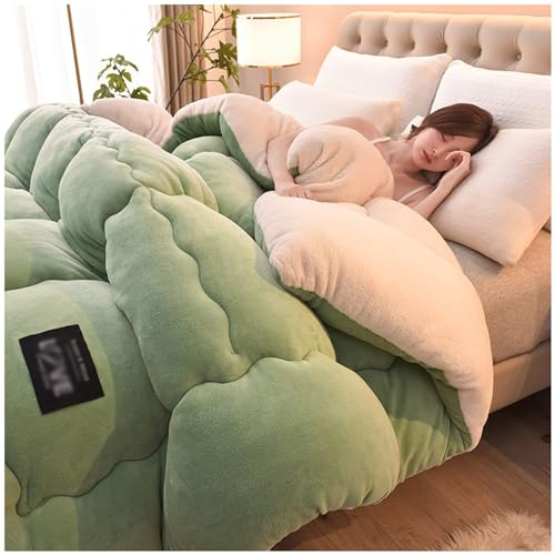 ZMIN Kuscheldecke Mit Super-Chaude-En-Aline-D'agneau-Double-Face-Bettdecke Und Kuscheldecke – Couette-En-Couleur-Unie-Couch Und Waschbar in Der Maschine,C,150x200cm(2.5kg)