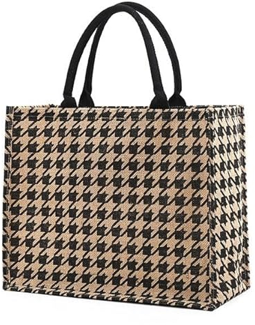 Lievsious Jute Tasche mit Reißverschluss und Innentasche Groß Shopper Bag Jutebeutel Strandtasche Wasserdicht Einkaufstaschen Handtasche Geschenktasche