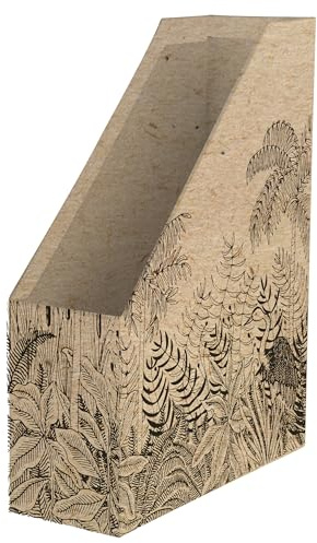 Clairefontaine 116048C - Un Porte-Revues en Carton motif Nature sur Papier Kraft 25x10x32,5 cm - Home Office - Finition Papier Kraft - Collection Le Cerisier Blanc