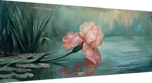 Qiaoqoo Blume Diamond Painting xxl 225x90cm, 5D DIY Diamant Painting Bilder Lotus blatt Diamand Painting Kinder mit Diamond-Painting Zubehör, Groß Diamant kunst Basteln Erwachsene, Home Décor Malerei