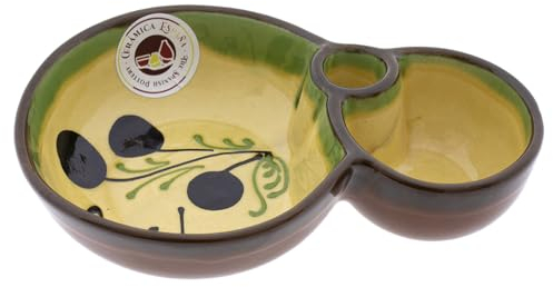 CERÁMICA ESPAÑA | Cuenco | Bowl | Aceitunero cerámica decorado - Modelo M07 | 18x12x4 cm | 0.3 kg | Mediterráneo | Hecho a mano