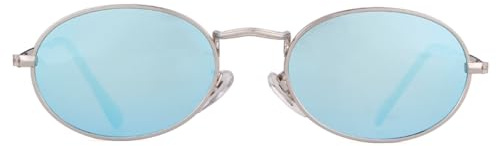 Laurinny Retro Oval Sonnenbrille für Damen Herren 90er Vintage Ovale Hippie Brille für Männer Frauen Metallrahmen Runde Sonnenbrillen