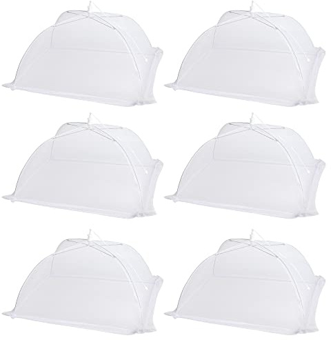 STYDDI 6 Pack Pop-Out Mesh Food Cover Tent Umbrella, 17 inch Foldable Durable Mesh Screen Tent Protectors to Keep Flies, Mosquitoes and Bugs Away from Your Food and Fruit