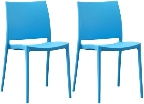 CLP Set 2 sedie da giardino Meton impilabili e resistenti alle intemperie, sedie con braccioli UV resistenti, in plastica fino a 150 kg Colore:blu