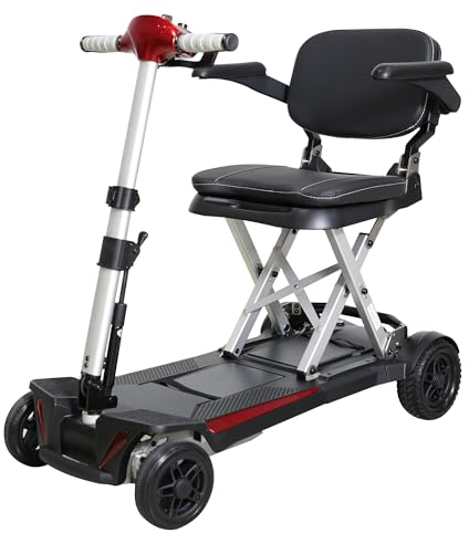 Scooter elettrico pieghevole per anziani, stabile mobilità, 4 ruote con pneumatici antiforatura, per tutti i terreni