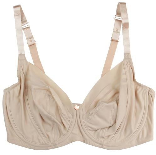New Ladies Underwired Full Cup Bra Girls Firm Support Nude Beige Skin UK Womens Regular and Plus Size (Nude, 40D)