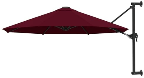 JUDYY Ombrellone a Muro con Palo in Metallo 300 cm Rosso Borgogna,Ombrellone,Ombrellone da Giardino,Protezione UV,Ombrellone da Esterni-47298